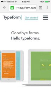 移動網站設計範例--typeform-mobile